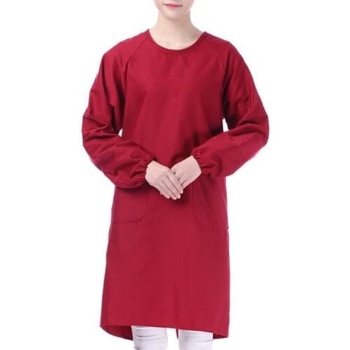 Apron Adjustable Durable Polyester Long Sleeve Kitchen Apron for Cooking