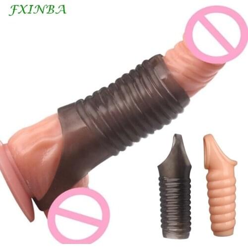 FXINBA Silicone Foreskin Corrector Penis Extender Sleeve Sex Toys for Men Delay Ejaculation Cock Rings Reusable Penis Sleeve
