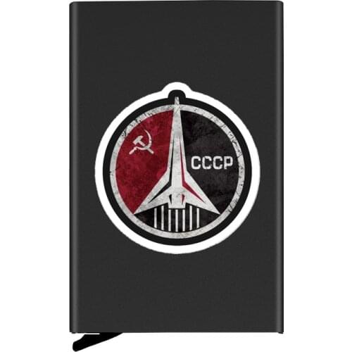 Classic Fashion Metal Men Women Credit Card Holder High Quality CCCP Space Force Printing Travel ID Cardholder Case Rfid Wallet
