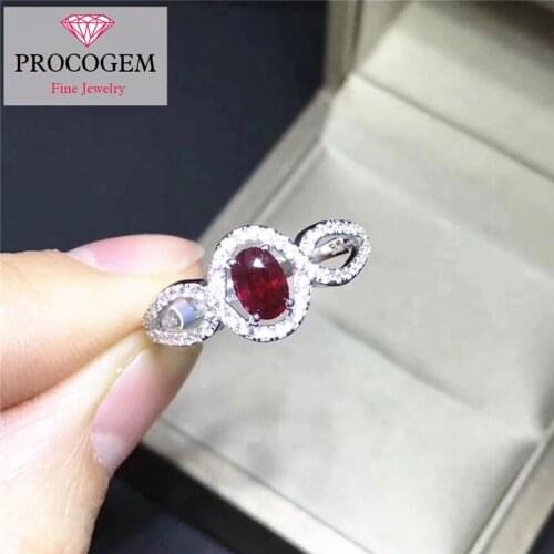Natural Burma Red Ruby Rings 4x6mm 0.6Ct 100% Genuine Gems Classic Oval Rings for Women Fine jewelry 925 Sterling silver #359
