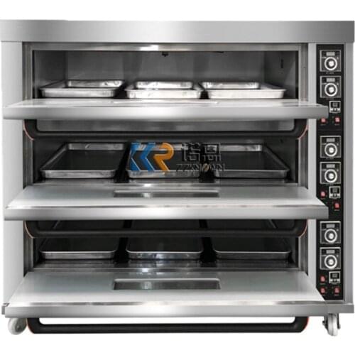 3 Decks 9 Trays Commercial Gas Baking Oven Large Kitchen Equipment Pizza Cake Oven Moon Cake Bread Bakery Machines