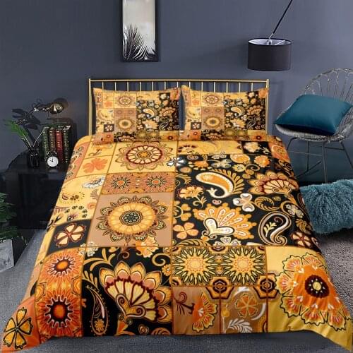 Bohemia Style Bedding Set 3D Floral Printed Duvet Cover Pillowcase Bedroom Quilt Cover Home Textiles 2/3 Pcs Adult Single King