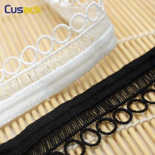 3 meters 2.5 cm Off White Black Round Circle Lace Trims Applique Tape Costume Trimming Home Textiles Sewing DIY Crafts Cusack