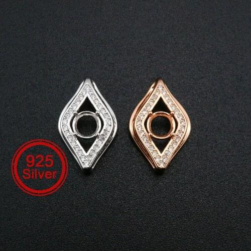 5MM Round Prong Pendant Settings Evil Eye of Horus Rose Gold Plated Solid 925 Sterling Silver Charm Bezel for Gemstone 1411276
