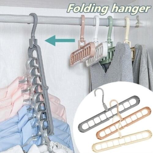Multi-function 9-hole Sliding Clothes Hanger Organizer Multi-port Support Baby Coat Hanger Sorting Drying Rack Hook Organizer