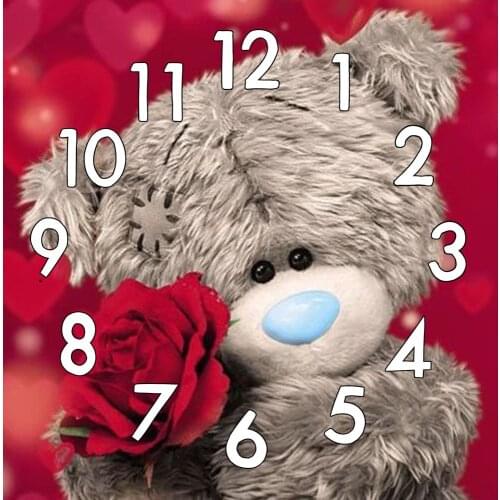 Dpsupr 5D Diamond Painting Kit With Clock Mechanism Cross Stitch Full Square/Round Diamond Embroidery Cartoon Bear Mosaic GJ14