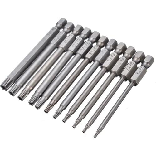 11pcs 75mm Magnetic Screwdriver Bits S2 Steel Hex Torx Head Screwdriver Drill Bit Set T6-T40