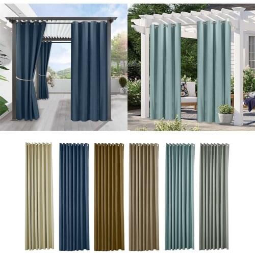 Outdoor Curtain Drape Blackout Light Blocking Fade Resistant with Grommet Rust-Proof for Porch&Beach&Patio
