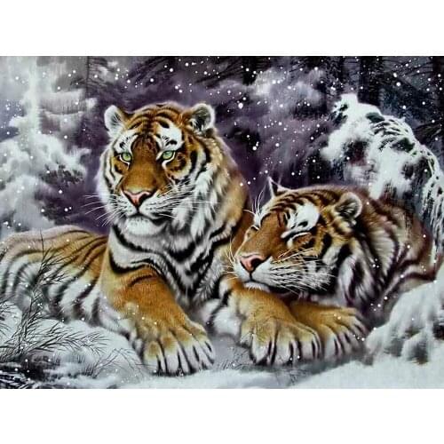 PDMDOG 5D DIY Diamond Embroidery Tigers Full Square Round Rhinestone Mosaic Painting Cross Stitch Flowers Diamond Art Kit