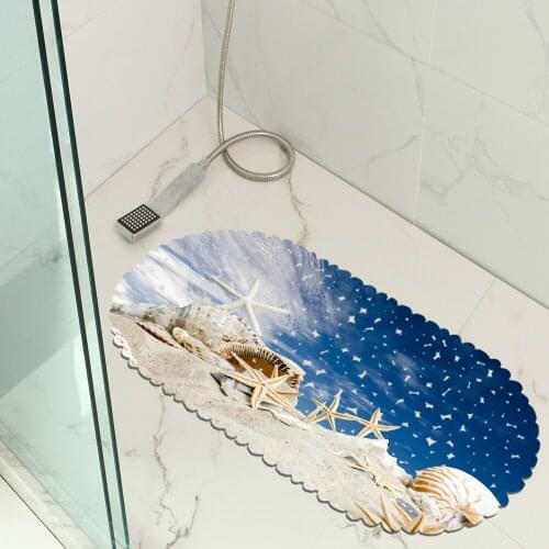Beach Coral Shell Pattern PVC Non- Slip Waterproof Bath Mats Bathtub Mat Shower Mat Toilet Household Bathtub Bathroom Hollow Pad