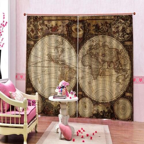 Customize Window Cortains For Bedroom world map Curtains For Living Room Blackout 3d Curtains Classic Home Decor