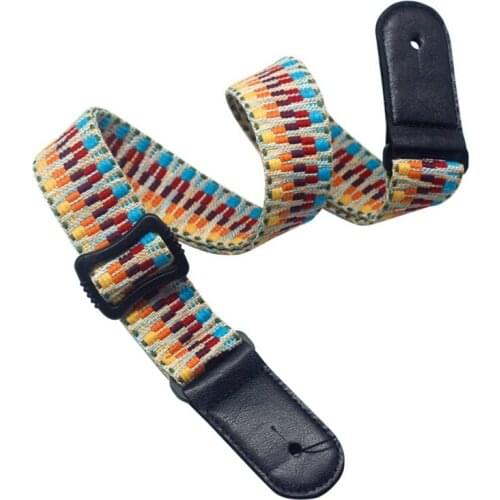 Rainbow Ukulele Strap National Style Handmade Braided Guitar Ukulele Strap Colorful Adjustable Guitar Carrying Straps