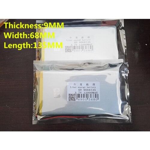 Size 9068135 3.7v 12000mah Lithium Polymer Battery With Board For Tablet Pcs Free Shipping