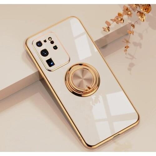 Luxury Plating Soft Silicone Cases For Samsung Galaxy Note 20 Note20 Ultra S20 10 Plus 9 Phone Magnetic Covers Ring Holder Stand