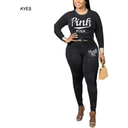 Pink Print 2 Piece Set Women Two Piece Sweatshirt Tracksuit Pant And Top Autumn XXXL Plus Size Casual Outfit Sexy Sweat Suits