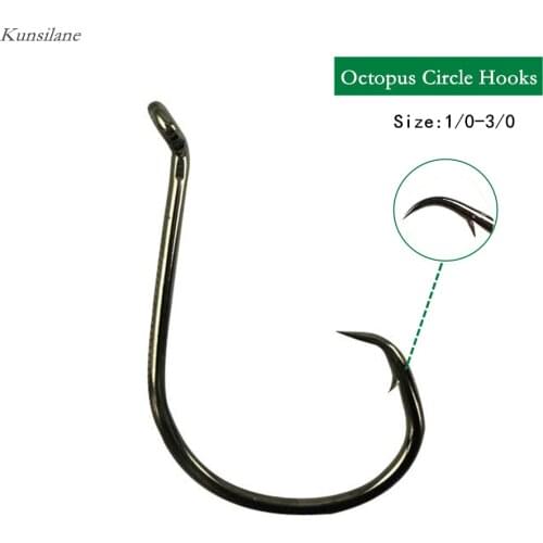 50pcs 1/0-3/0 Sharpened Octopus Circle Fishing Hooks High Carbon Steel Saltwater Offset Bait Sport Coated Fish Hook for Fishing