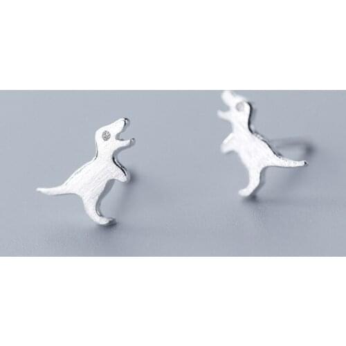 MloveAcc Bijoux Hot Sale 925 Sterling Silver Dinosaur Exquisite Small Stud Earrings for Women Fashion Silver Earrings Jewelry