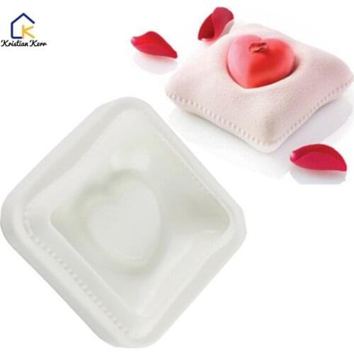 Love Heart Pillow Fondant Cake Decoration Silicone Mold White DIY Mousse Cake Silicone Mold French Dessert Baking Utensils Mold
