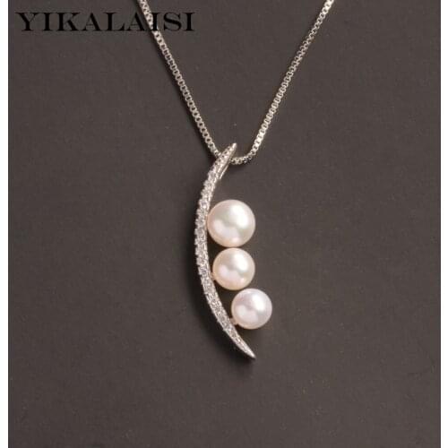 YIKALAISI 925 Sterling Silver Necklaces Jewelry For Women 4-6mm Oblate Natural Freshwater Pearl Pendants 2021 Wholesales