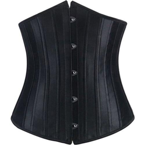 Women Steel Boned Corset Corselet Dobby Waist Cincher Corsets And Bustiers Black Underbust Shaper espartilho