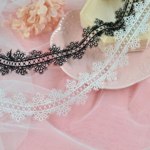 10Meters White Black Water Soluble Flowers Lace Ribbon DIY Handmade Laces Trim Garment Accessories 35mm Width