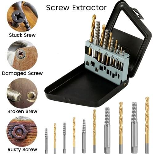 10pcs Cobalt Left Hand Drill Bit Set Broken Bolt Damaged Screw Extractor Set Metal Case Perforator Tools Drill Bits for Metal