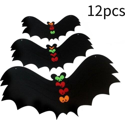 12pcs Halloween Decoration 3D Black PVC Bat Halloween Party DIY Decor Bar Room Halloween Party Scary Decos Props Wall Sticker
