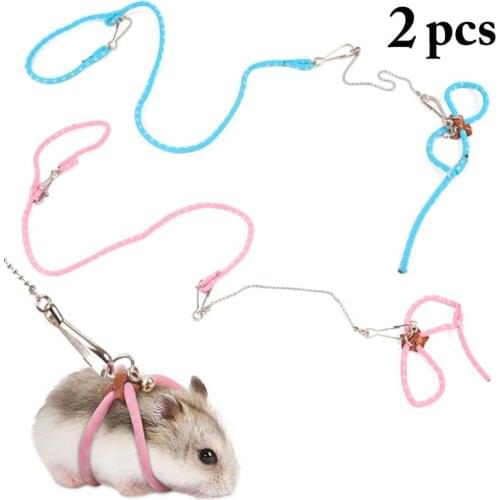 2 Pcs Hamster Vest Harness Leash Outdoor Travel Anti-Lost Hamsters Guinea Pig Squirrels Harness Leash Small Animals Accessories