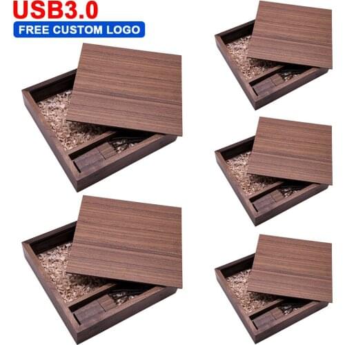 5pcs/lot Wood Maple Wood Personalized LOGO Usb3.0+box Flash Drive Usb 3.0 4GB 8GB 16GB 32GB 64GB Photography Gift Walunt Wood