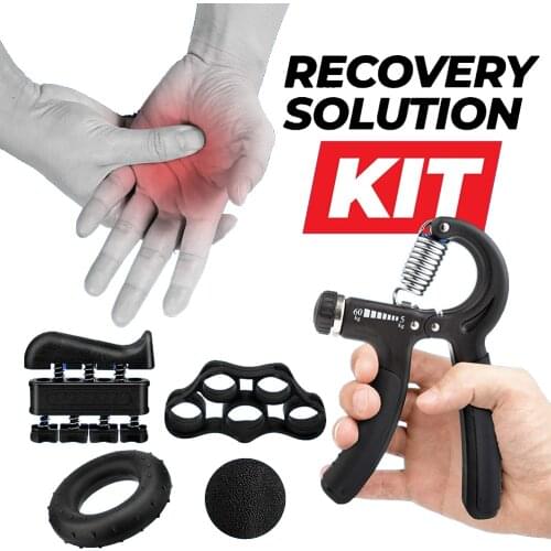 5 Pack Hand Grip Strength Trainer Kit Strengthener Exerciser Trainer Finger Forearm Strength Muscle Recovery Heavy Hand Gripper