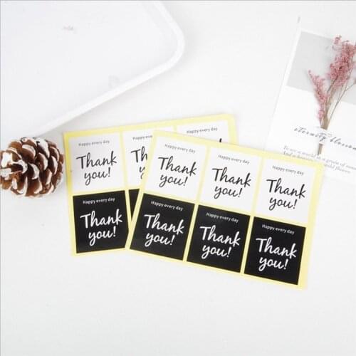 60Pcs/lot DIy black thank you seal sticker labels pretty varous handmade jewelry package labels decoration tag labels