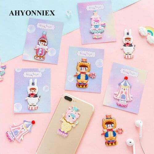AHYONNIEX 1 Piece Embroidery Circus clown Patches Bag Jacket Jeans Cartoon Iron On Patches for Clothes Small Glue Sticker