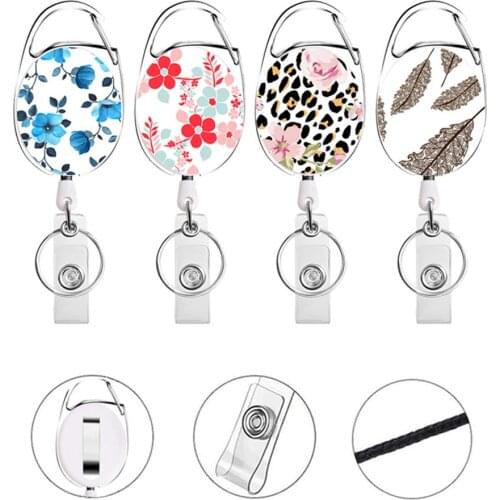 Belt Rope Office Lanyard Clip Keychain Name Tag Holder Keyring Id Card Key Ring Cord Reel Retract Pull Key Chain Recoil Badge