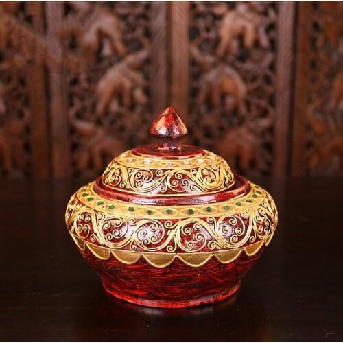Wooden Jewelry Box Handicraft Carved Ornament Storage Box Decorative Treasure Box