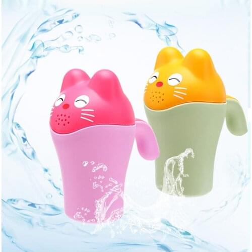 Baby Kids Bathing Cup 2 Colors Cartoon Bear Baby Shower Shampoo Cup Swimming Bailer Baby Shower Water Spoon Washing Hair Cups