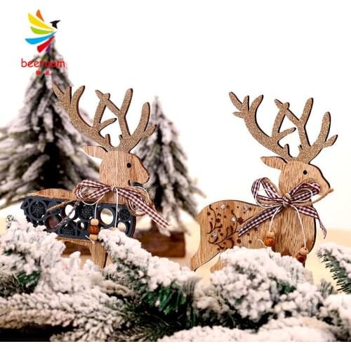 DIY 15X22CM Elk Deer Christmas Tree Wooden Craft Xmas Ornament ChildrenS Toy Gift New Year Party Decor Home Table Decoration