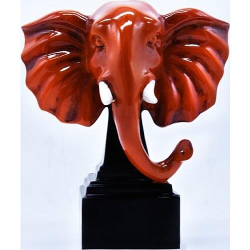 EUROPEAN MODERN ELEPHANT HEAD ART SCULPTURE ANIMAL HEAD FIGURINE CREATIVE RESIN CRAFTS DECORATIONS FOR HOME R3601