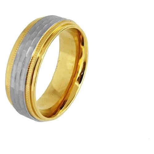 Free Shipping Stainless Steel Men Rings Charms Jewels For Men 8.0mm Surface Width High Polish Party Accessories Gold Plating