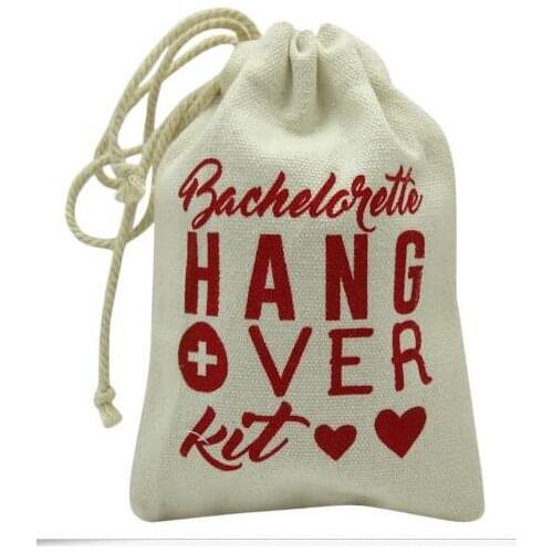 Custom red Bachelorette Hangover bridal shower recovery Survival Kit wedding favor gift Canvas bags party Candy pouches