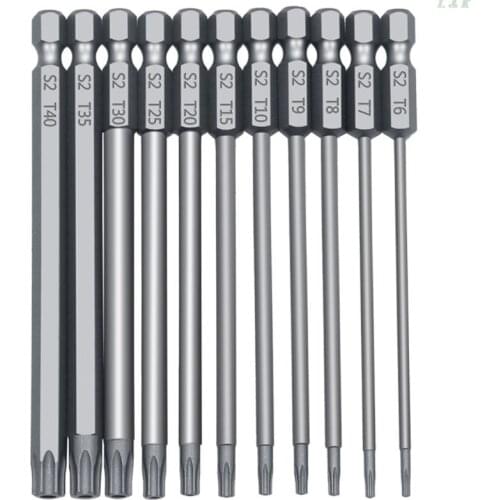 11/12pcs Tamper Proof Security Drill Bit Set Torx Screwdriver Flat Head 1/4" Hex F1FC