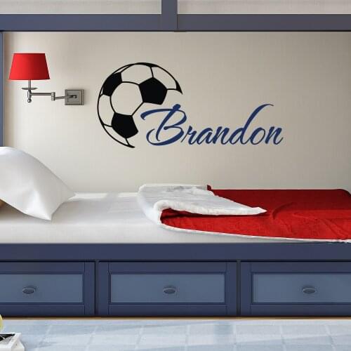 Custome Boys Name Wall Decals With Soccer Art Wall Stickers Personalized Home Kids Room Decor Vinyl Wallpaper DIY Poster W-372