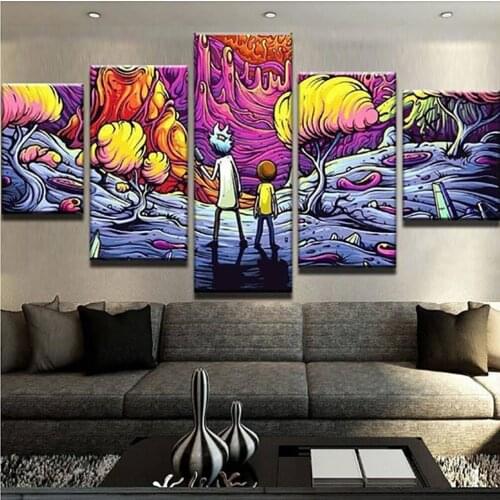 5 Pieces Wall Art Canvas Painting Abstract Poster Modern Living Room Home Bedroom Decoration Modular Pictures Framework