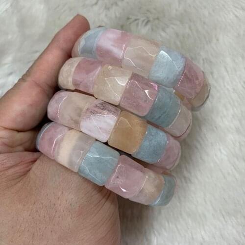 Natural Morganite stone bracelet natural gem stone jewelry bangle for woman for gift wholesale