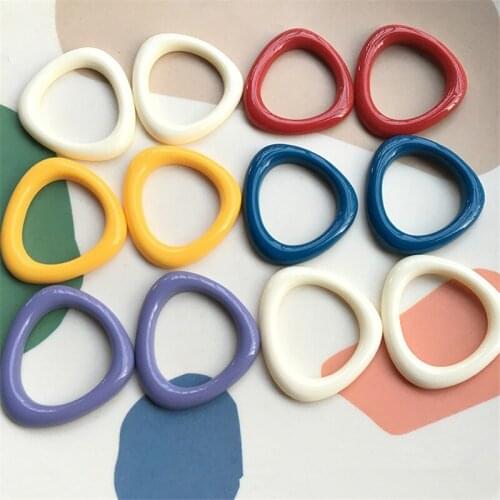 New style 50pcs/lot 36mm color print geometry Irregular triangle shape resin beads diy jewelry earring accessory