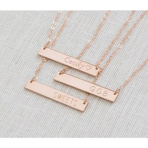 Sterling Silver Bar Necklace, Engraved Necklace,Personalized Necklace,Nameplate Necklace, Custom Name Necklace, Bridesmaid Gift