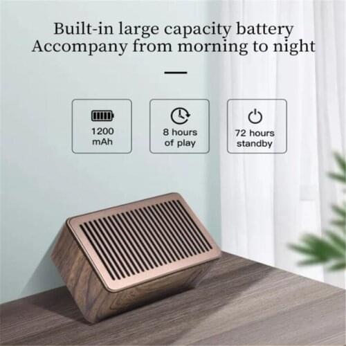 Portable Bluetooth Speaker Wooden Box Wireless Speaker Drop-Proof Waterproof Subwoofer Desktop Computer Speaker Support Radio TF
