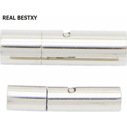 REAL BESTXY 10pcs/lot stainless steel silver barrel-shaped magnetic clasps Tube Diy Fashion Fine Jewelry Findings Accessories
