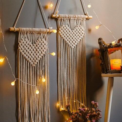 Heart Hand-woven Wall Hanging Bohemian Tapestry Macrame Wall Decor Handmade Chic Decor Wedding Decoration Boho Tapisserie