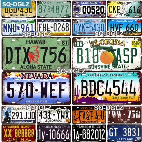 [SQ-DGLZ] American Car License Plate Metal Sign Vintage Plaque Tin Sign Wall Decor For Bar Pub Plate Craft Number Poster Custom