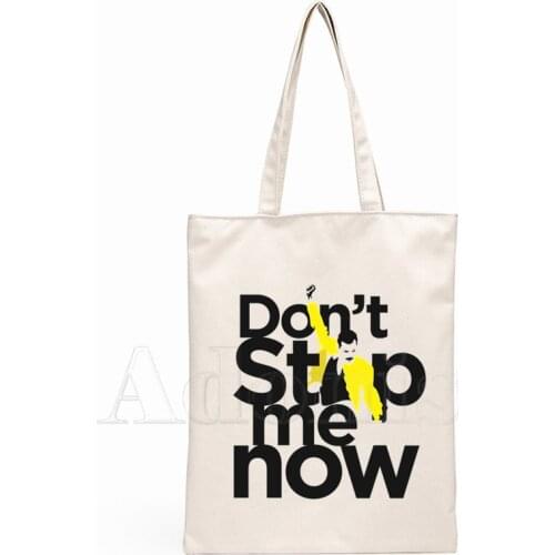 The Queen Band Freddie Mercury Print Reusable Shopping Bag Women Canvas Tote Bags Printing Eco Bag Cartoon Shopper Shoulder Bags